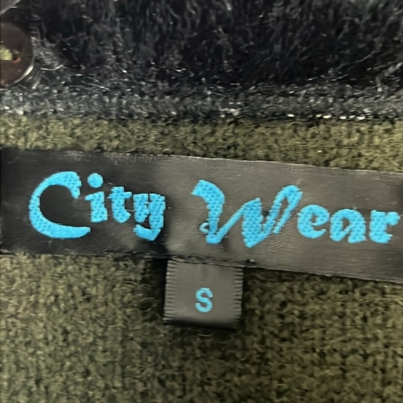 City  Wear Boiled Wool Green Full Zipper Cardigan - Picture 6 of 10